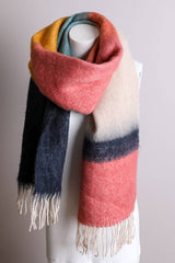 Winter Color Block Faux Mohair Scarf