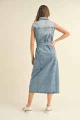 Daylin Denim Sleeveless Button Down Dress