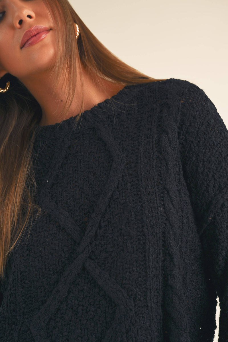 Black Cable Sweater