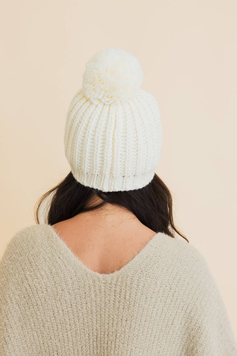 Toasty Bubble Cable Knit Pom Beanie