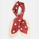 Burgandy Beige Polka Dot Square Scarf