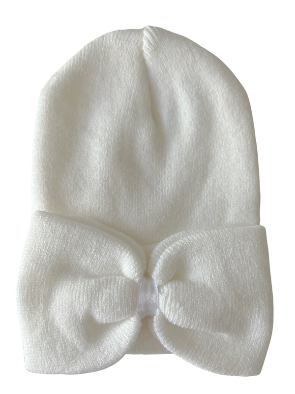 Baby Hat Warm White Bow