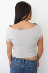 Gathered Asymmetrical Off Shoulder Top 2 Colors!