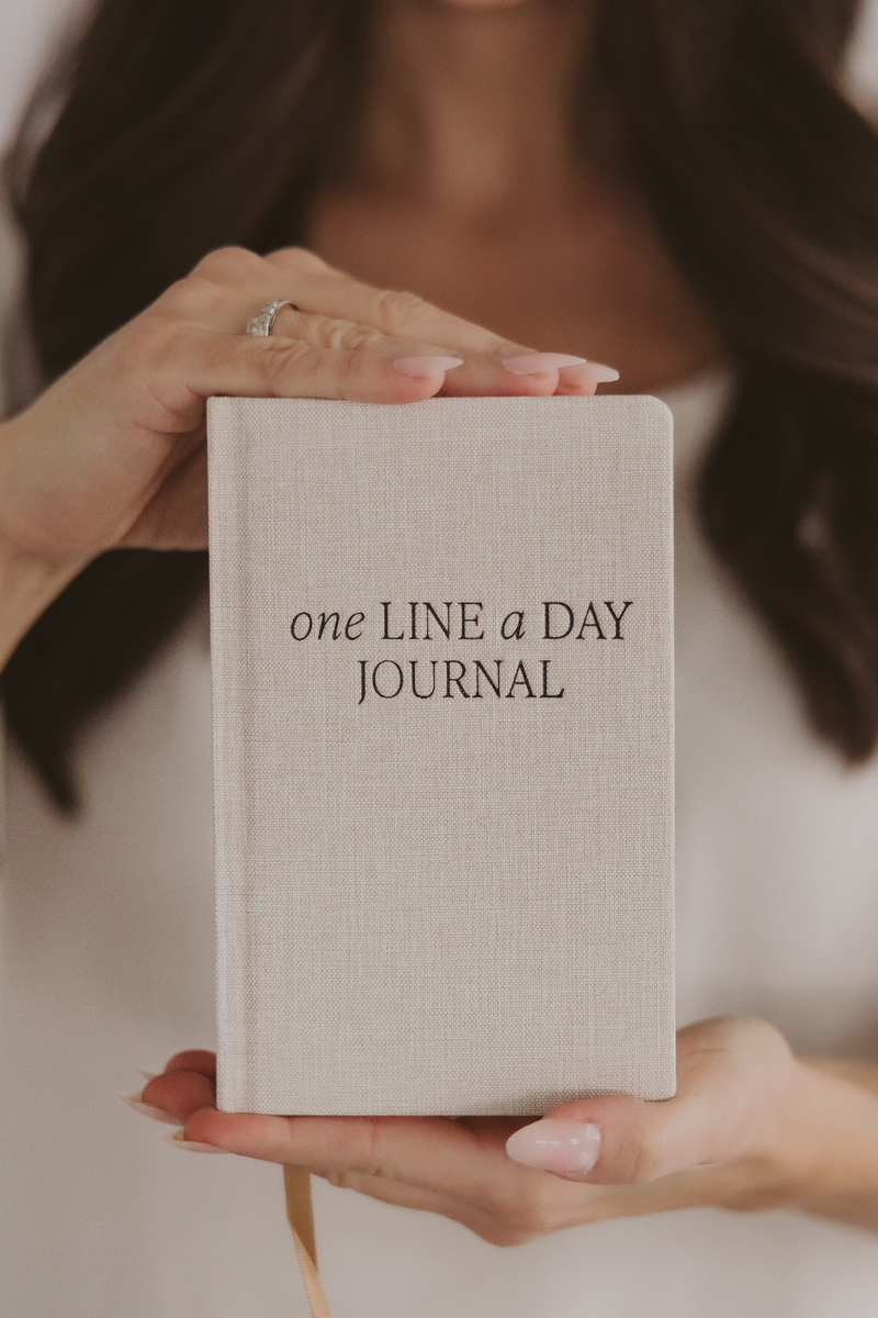 Tan One Line A Day Fabric Journal