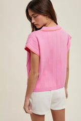 Preppy Collared Sweater Top