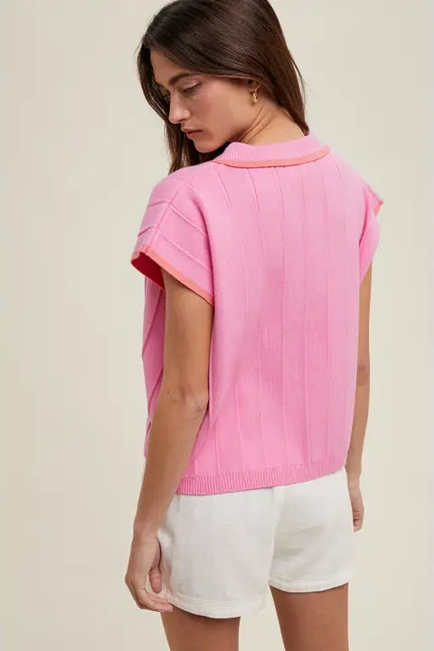 Preppy Collared Sweater Top