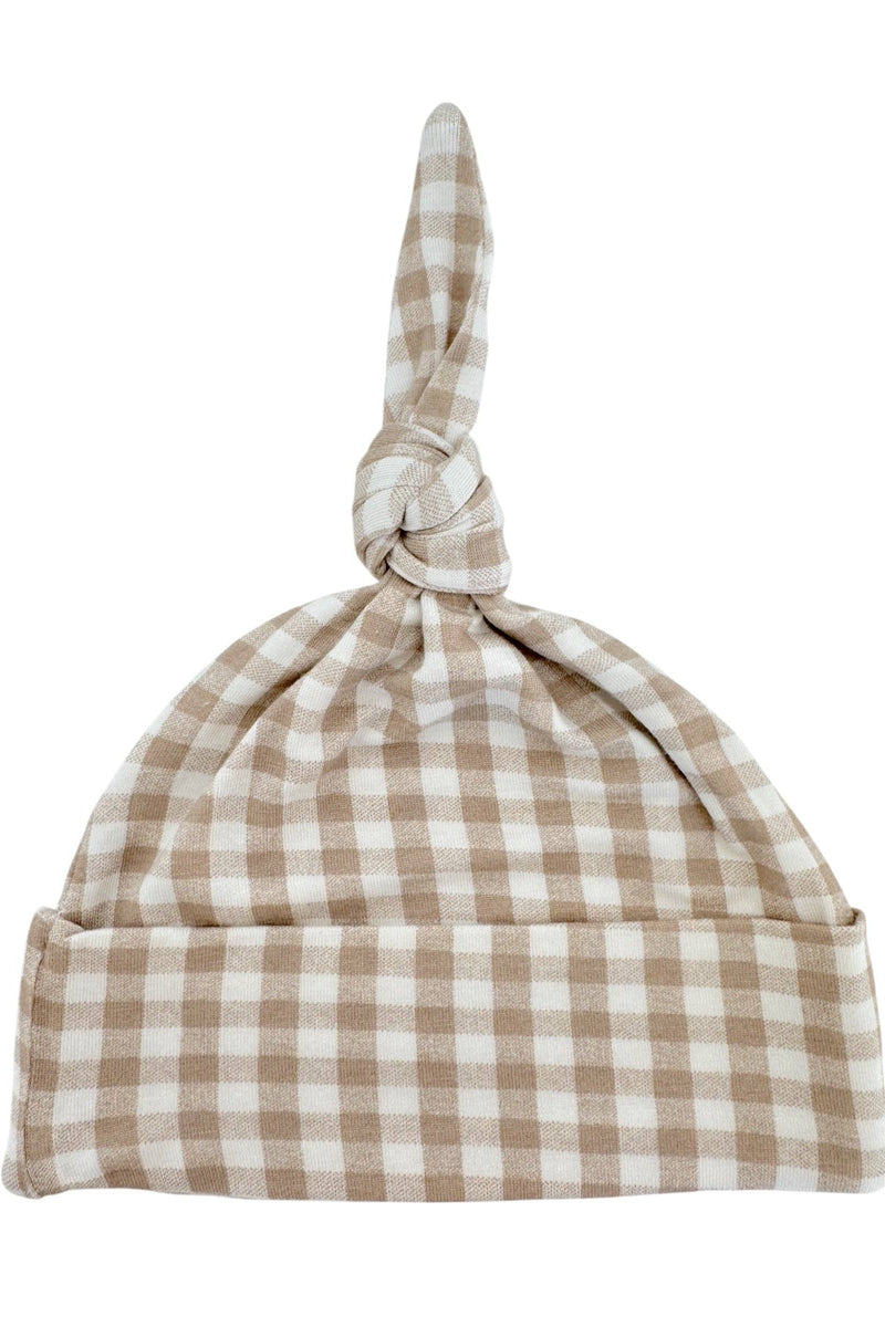 Knot Beanie, Tan Gingham