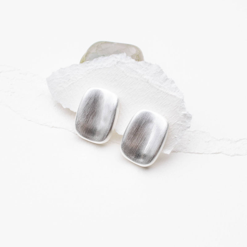 Matte Brushed Metal Stud Earrings