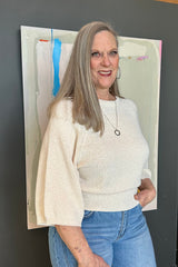 Round Neck 3/4 Sleeve Knitted Top