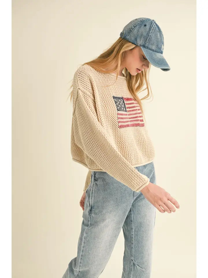 Flag Knitted Sweater Top