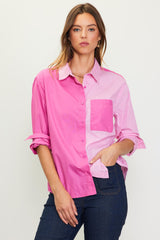 Colorblock Button Up Shirt 2 Colors!