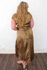 Satin Cross Front Tie Strap Maxi