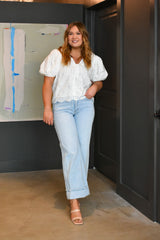 Friona Eyelet Puff Sleeve Top 2 Colors!