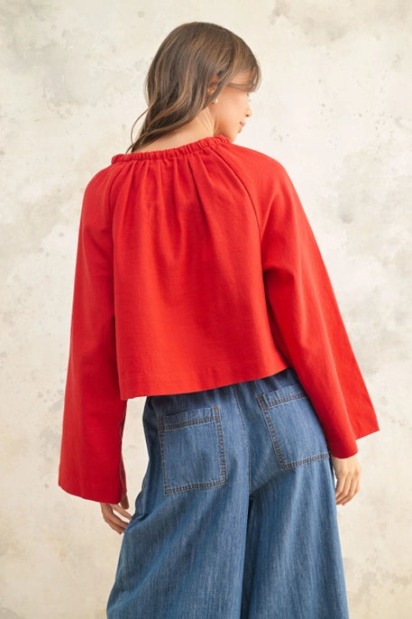 Linen Blen Tie Front Cardigan