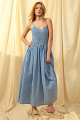 Gingham Print Long Dress