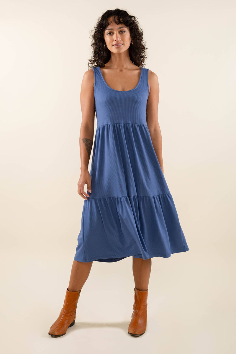 Riley U-neck Tiered Rib Dress