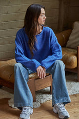 Knit Sweater Rolled Round Neck Pullover Top 2 Colors!