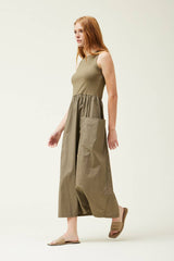 Jersey Mixed Cotton Maxi Dress