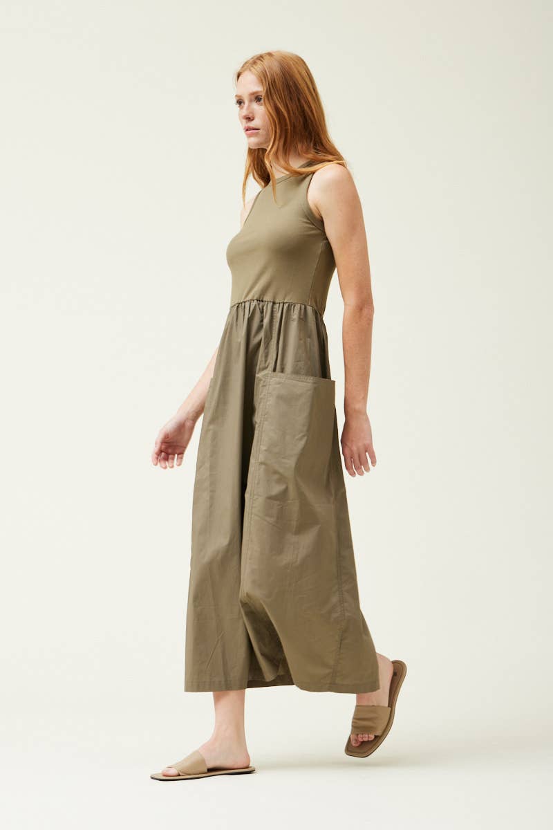 Jersey Mixed Cotton Maxi Dress