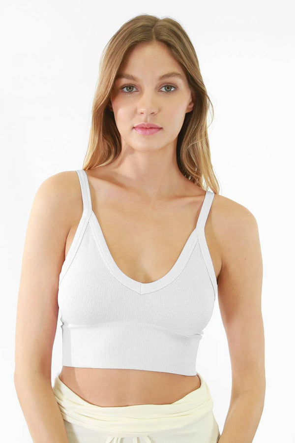 Ribbed V-Neck Bra