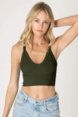 Ribbed V-Neck Bra