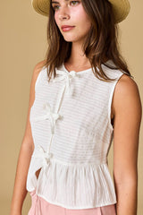 River Sleeveless Triple Bow Tie Top