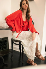 Linen Blen Tie Front Cardigan