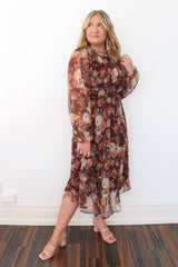 Floral Print Mock Flare Midi