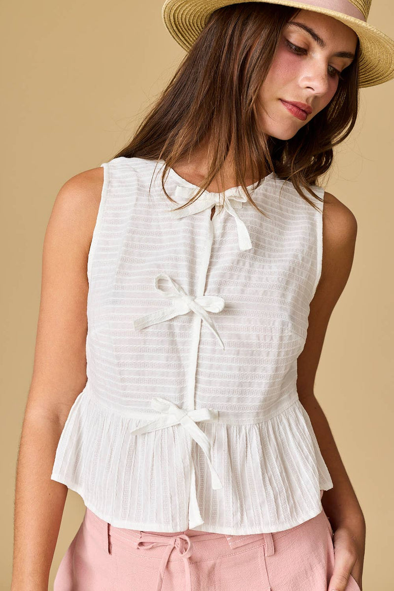 River Sleeveless Triple Bow Tie Top