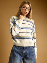Multi Color Contrast Detail Knit Top