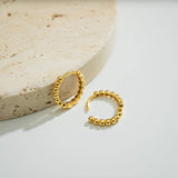 18K Gold Dainty Beaded Hoops
