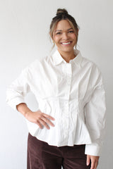 Cinched Pintuck Structured Blouse