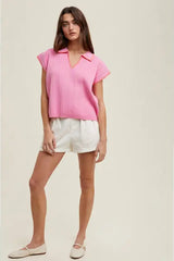 Preppy Collared Sweater Top
