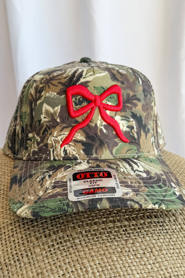 Red Bow Camo Trucker Hat