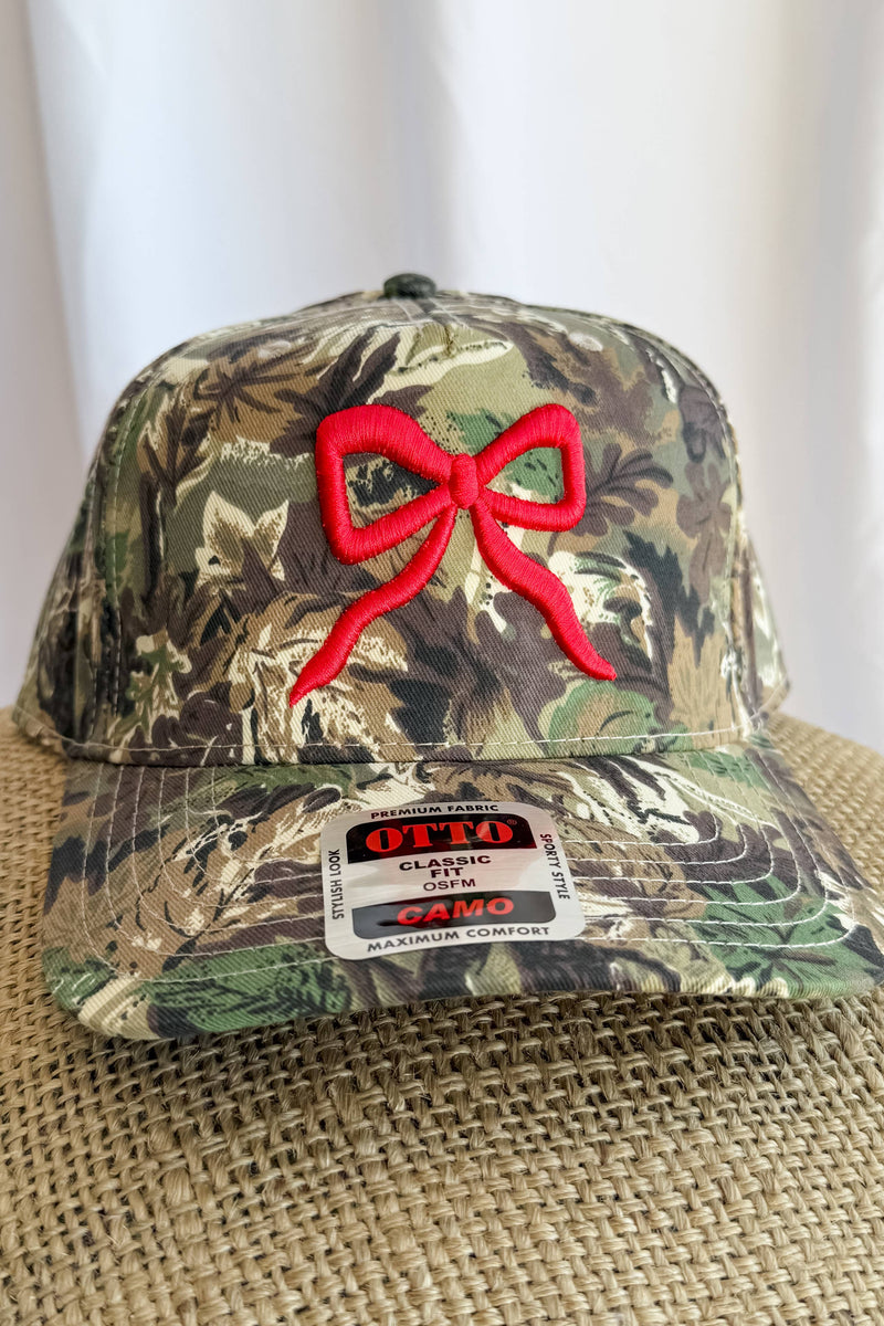 Red Bow Camo Trucker Hat