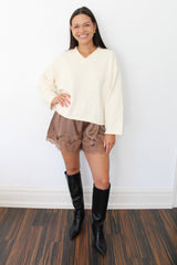 Satin Lace Trim Shorts