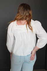 Eyelet Trim Button Down Shirt
