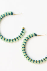 Lillian Crystal Threaded Beads Hoop Mint