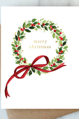 Berry Holly Wreath Holiday Card