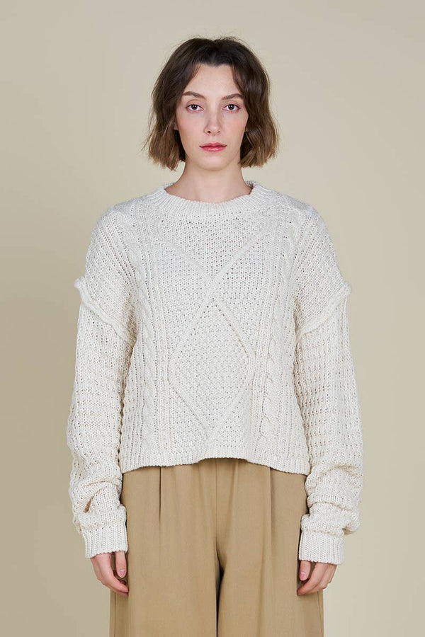 Cable Front Crop Sweater