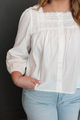Eyelet Trim Button Down Shirt