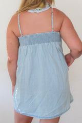 Pleated Denim Mini Dress