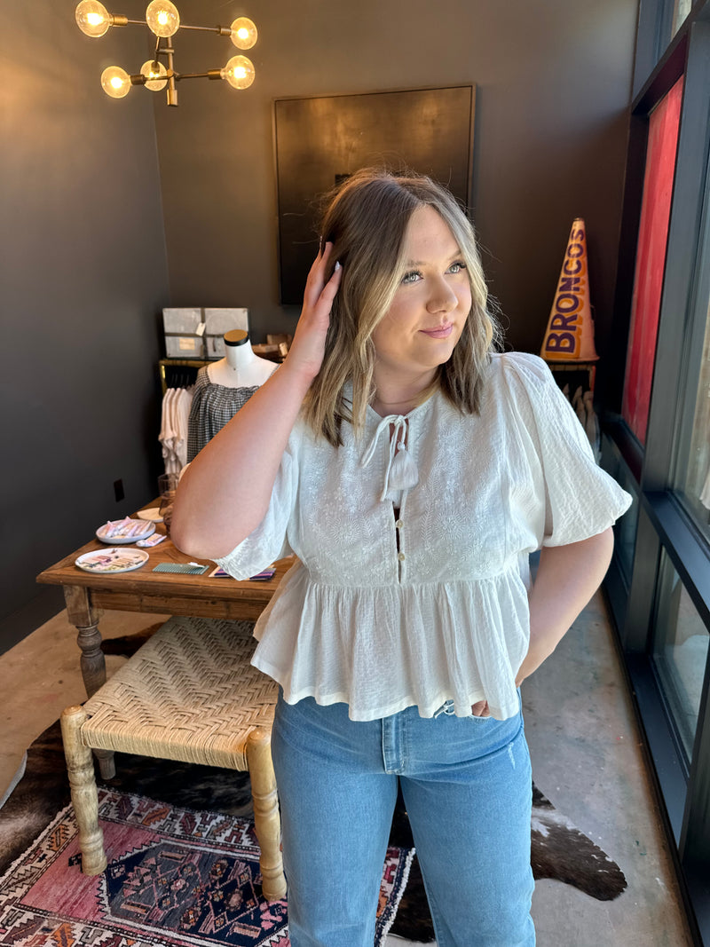 White Tassel Blouse