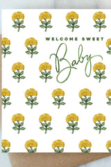 Yellow Floral Baby Card