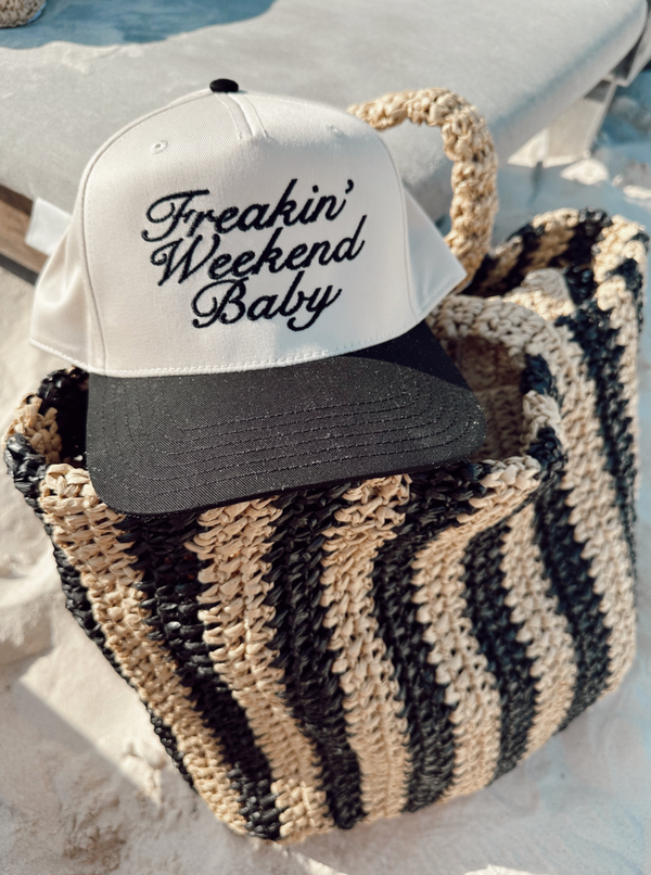 Freakin' Weekend Baby Black Vintage Trucker Hat