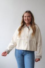 Gingham Collared Twill Jacket