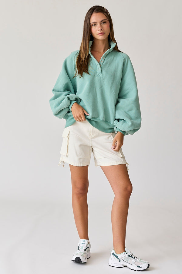 Essential Snap Button Sweater Sage