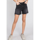 Side Slit A-line Shorts Washed Black