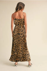 Leopard Print Pleated Dress