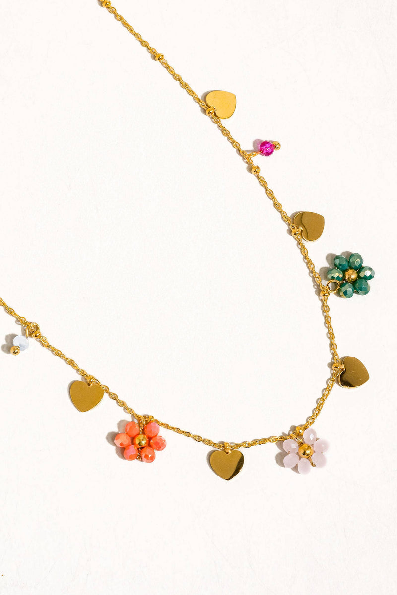 Melvin Flower & Heart Charm Necklace